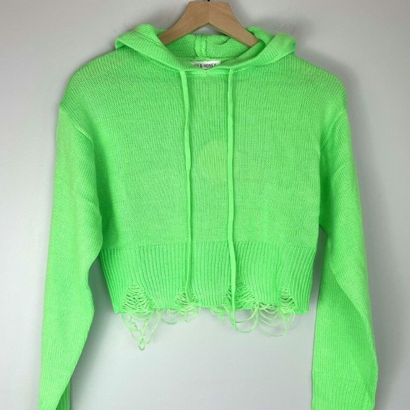 Wild Honey Tops - Wild Honey Distressed Hooded Sweater Top NWT XS